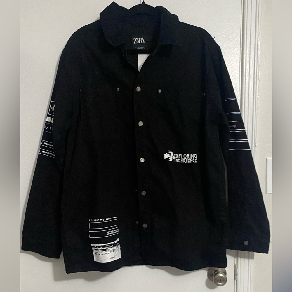 Zara Black Graphic Jacket